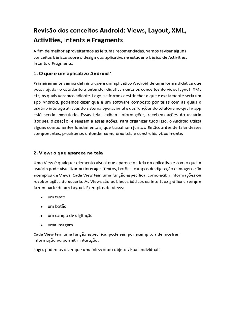 Fundamentos para Activities Intents Fragments | PDF | Android (sistema ...