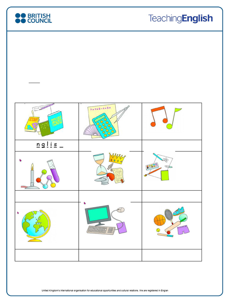 School Subjects Student Worksheet | PDF