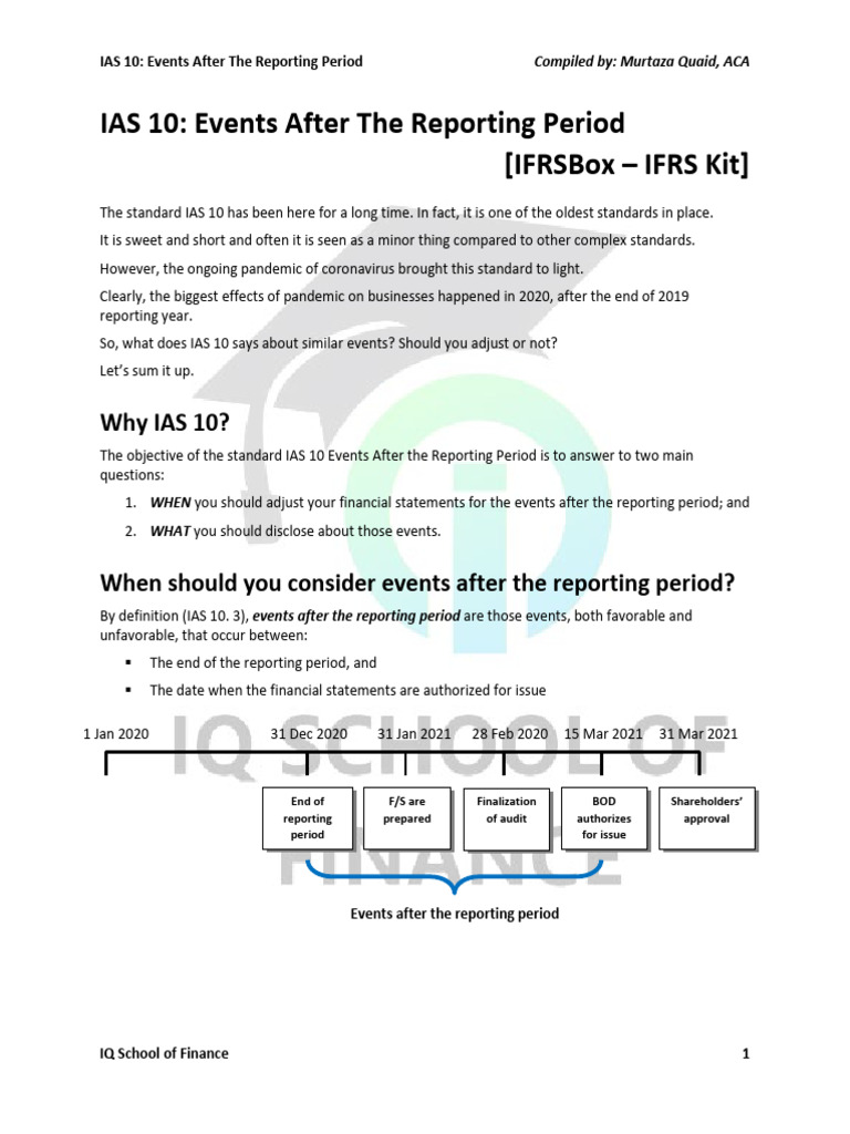 Article on IAS 10 | PDF | Going Concern | Business