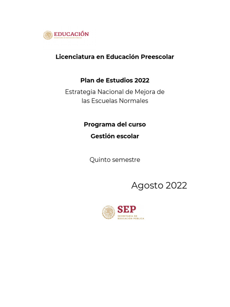 Gestión Escolar | PDF | Plan de estudios | Educación de la primera infancia