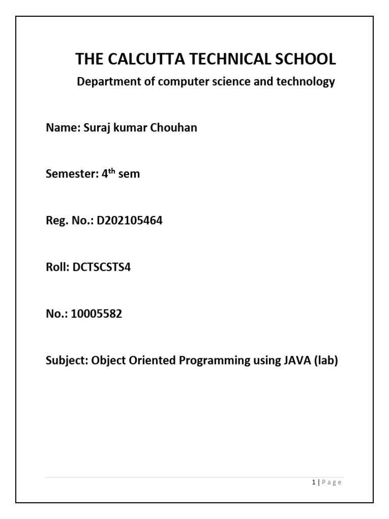 Suraj Chouhan d202105464 Java 2022 | PDF | Inheritance (Object Oriented ...