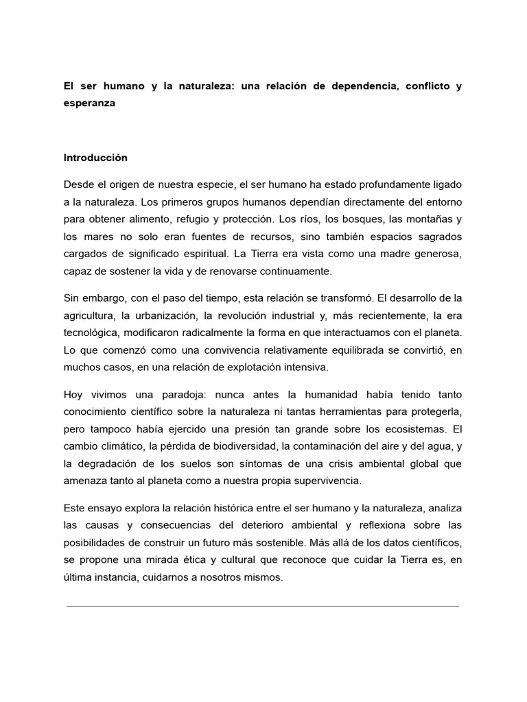 El Ser Humano y La Naturaleza | PDF | Agricultura | Entorno natural