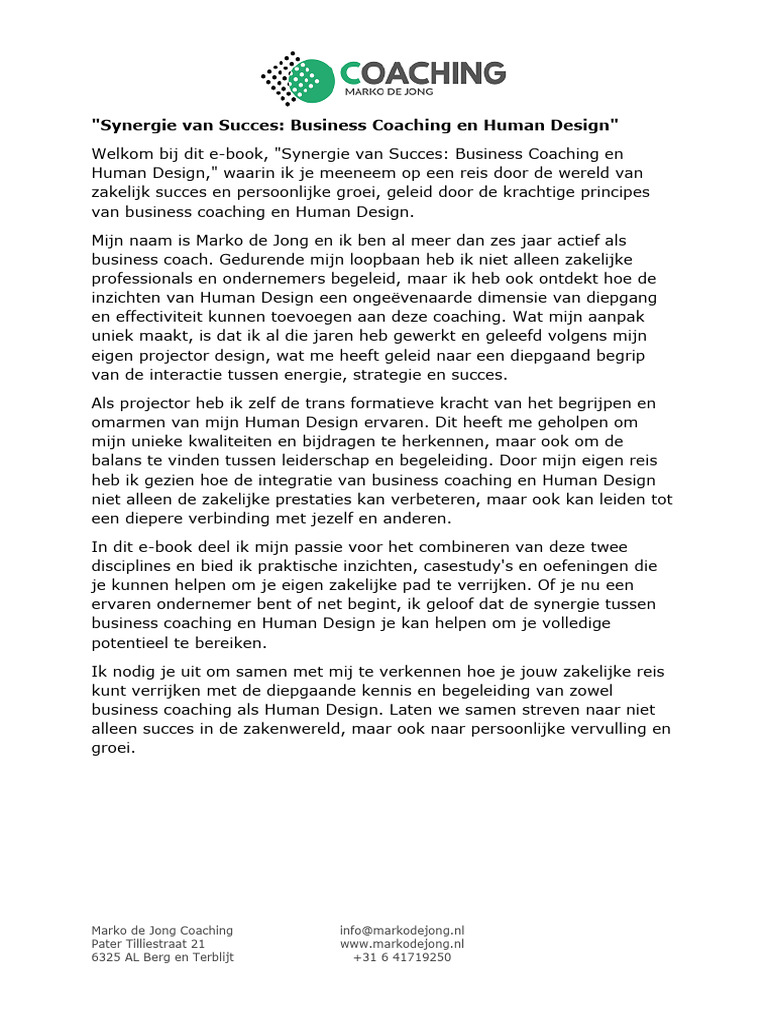 Gratis e Book Business Coaching en Human Design | PDF