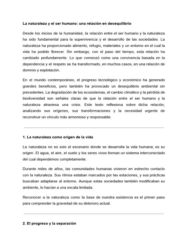 13. La Naturaleza y El Ser Humano_ Una Relación en Desequilibrio | PDF ...