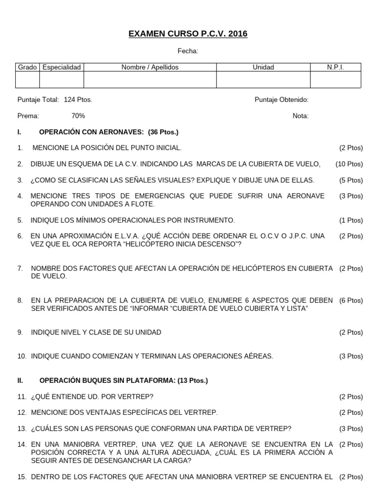 Examen PCV 2016 GM | PDF | Aeronave | Aviación