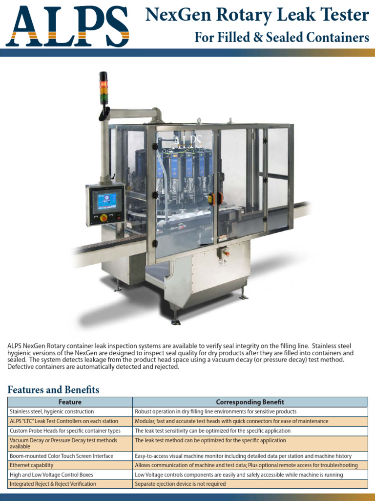 NexGen Rotary - Container Leak Inspection System | PDF | Leak ...
