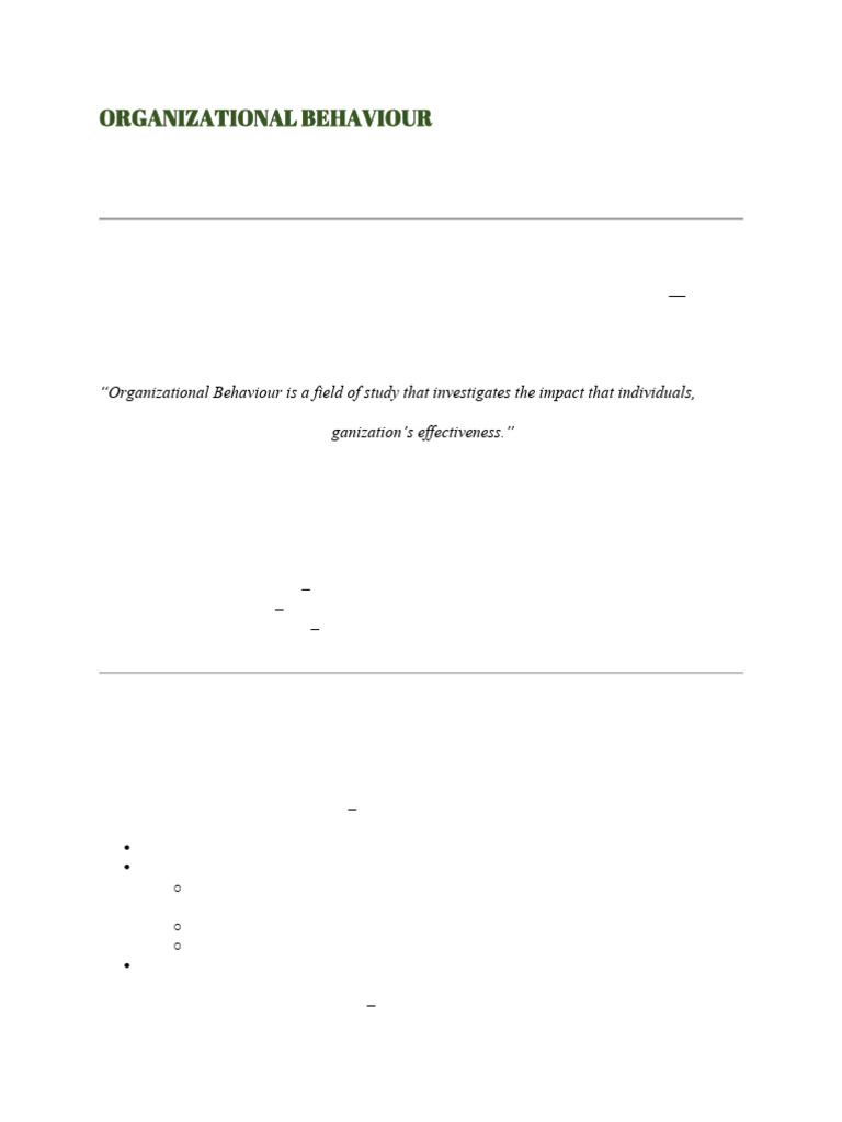 Organizational Behaviour | PDF | Organizational Behavior | Leadership