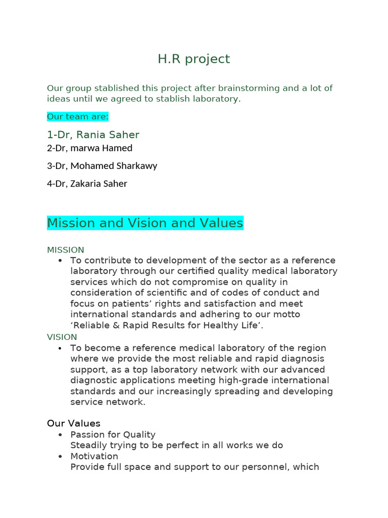 Mission and Vision and Values | PDF