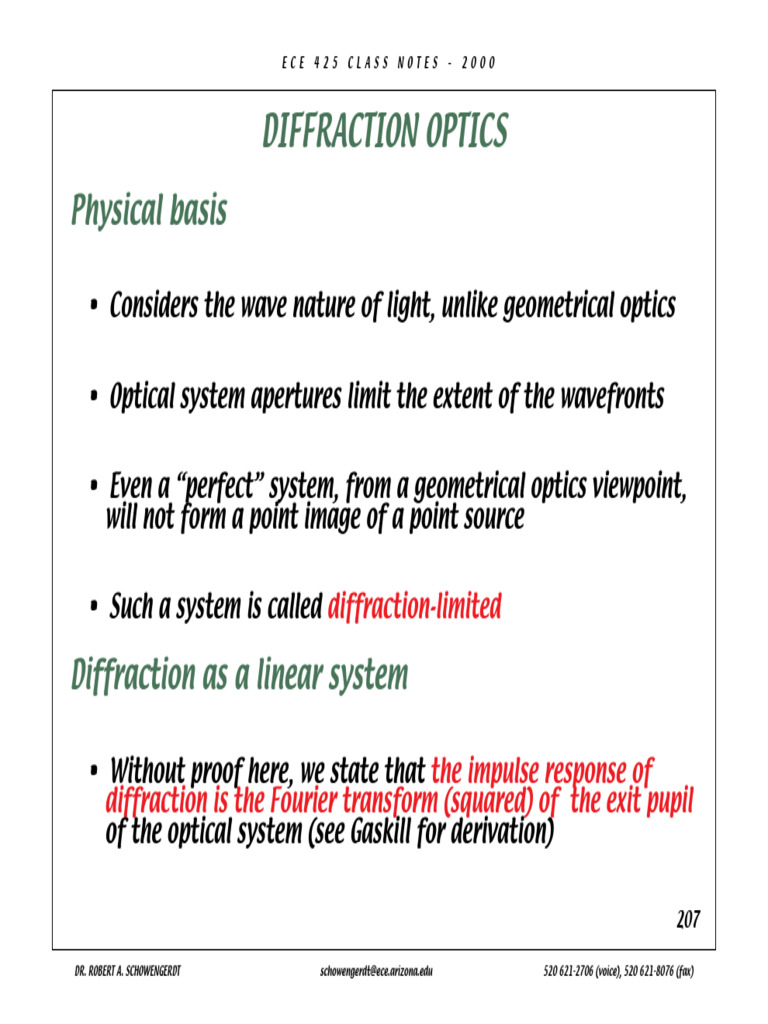Notes9 Diffraction Optics | PDF | Angular Resolution | Diffraction