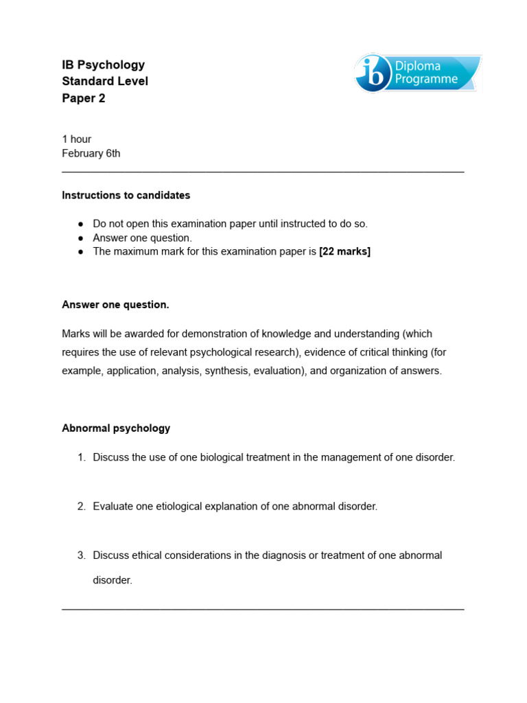 Paper 2 - SL | PDF