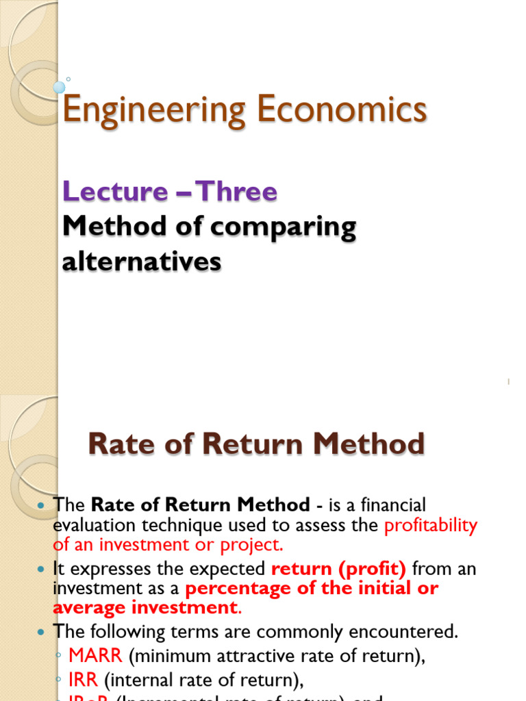Economic Evaluation Methods - Part Two | PDF | Depreciation | Internal ...