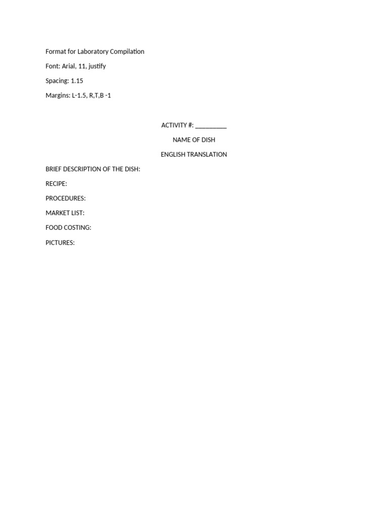 Format For Laboratory Compilation | PDF