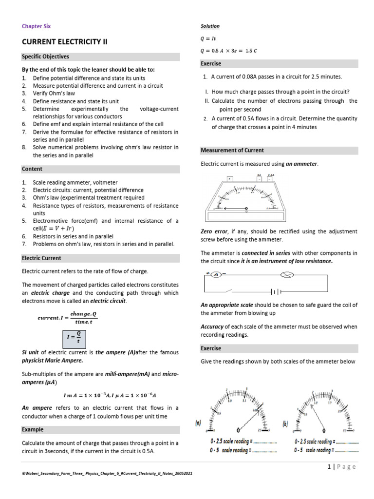 232 F3 Chapter 6 Current Electricity II | PDF | Electrical Resistance ...