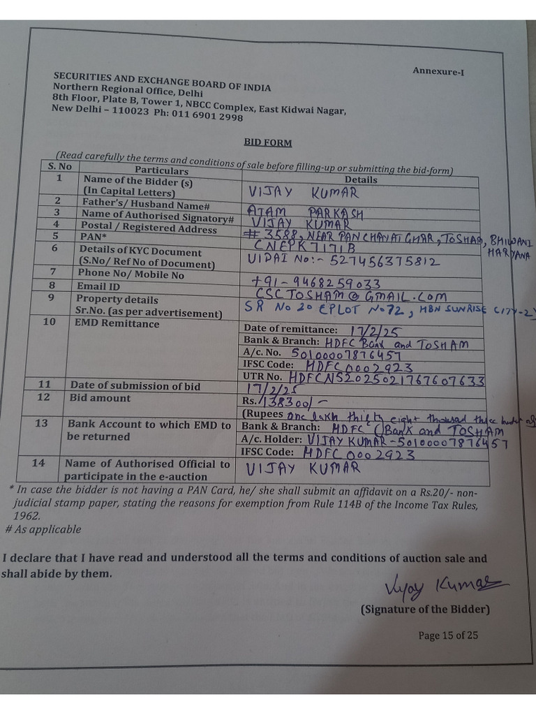 bid form | PDF
