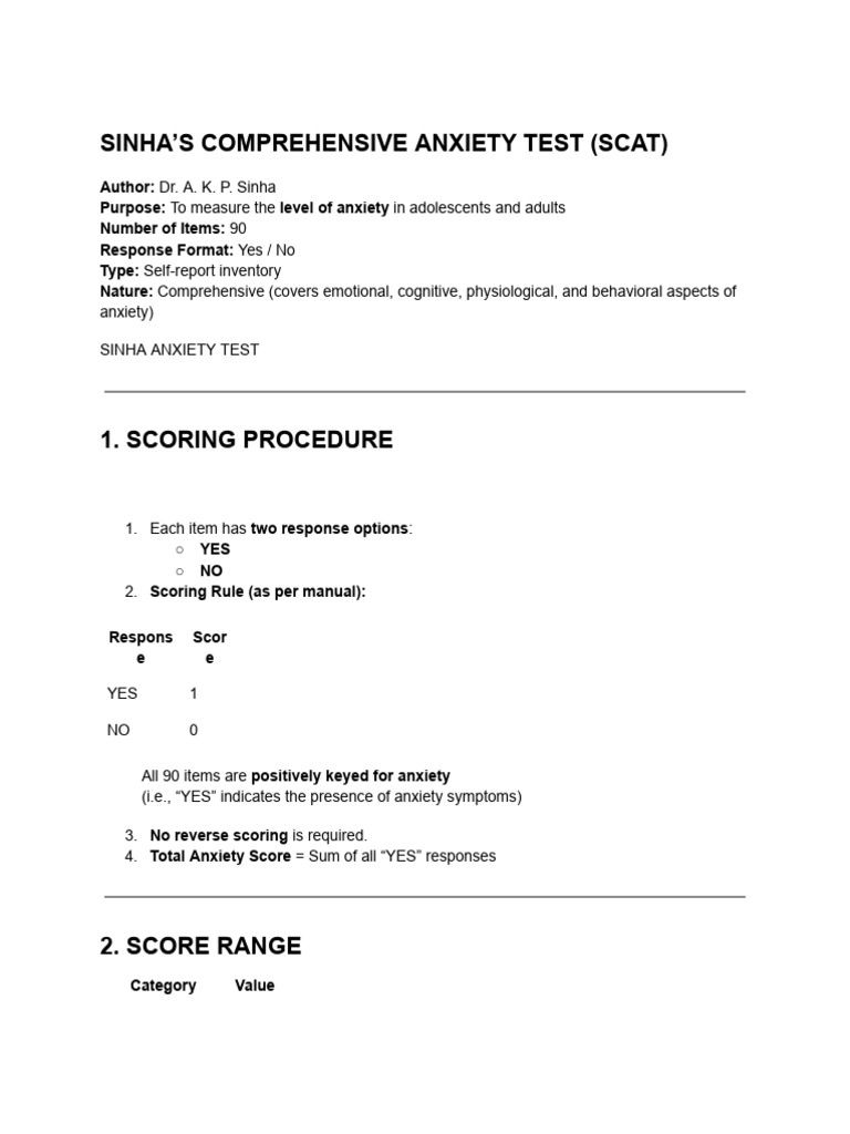 Scat Scoring and Interpretation | PDF | Anxiety | Anxiety Disorder