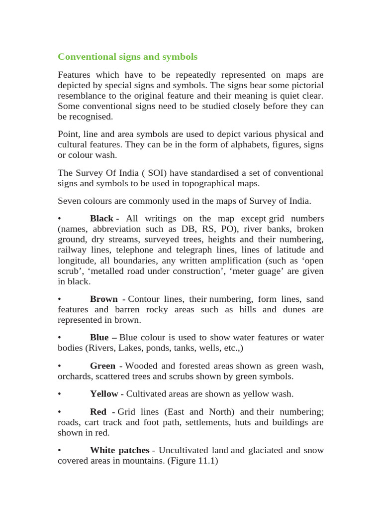 Conventional Signs and Symbols | PDF | Contour Line | Earth Sciences