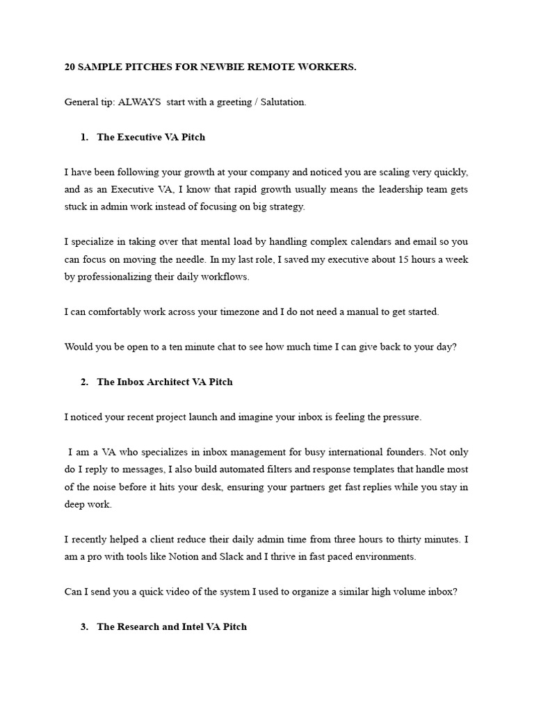 20 Sample Pitches | PDF | Brand