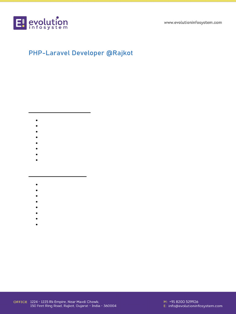 Laravel Developer JD | PDF