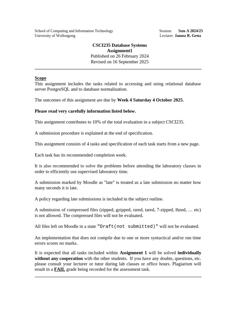 Assignment 1 | PDF | Postgre Sql | Computing