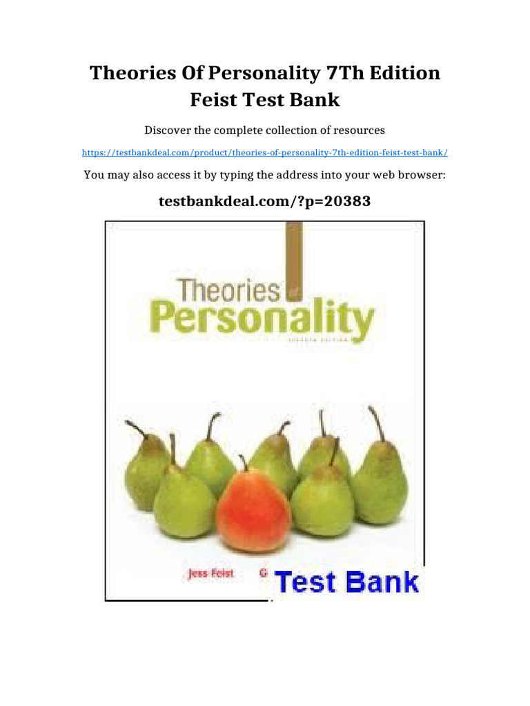 Theories of Personality 7th Edition Feist Test Bank pdf version | PDF ...
