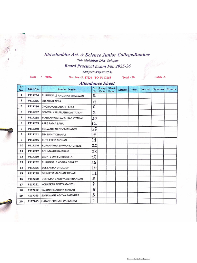 HSC Board Practical 2026 Kanher | PDF