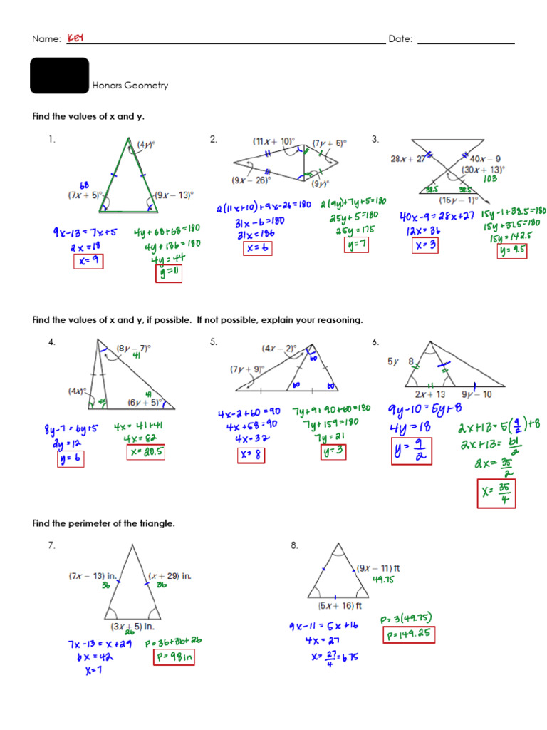 KEY U6.L1 (Special Triangles) HW | PDF