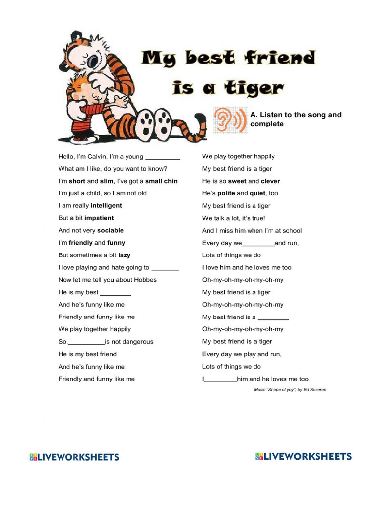 My Best Friend - Song to Complete by Ed Sheeran | PDF
