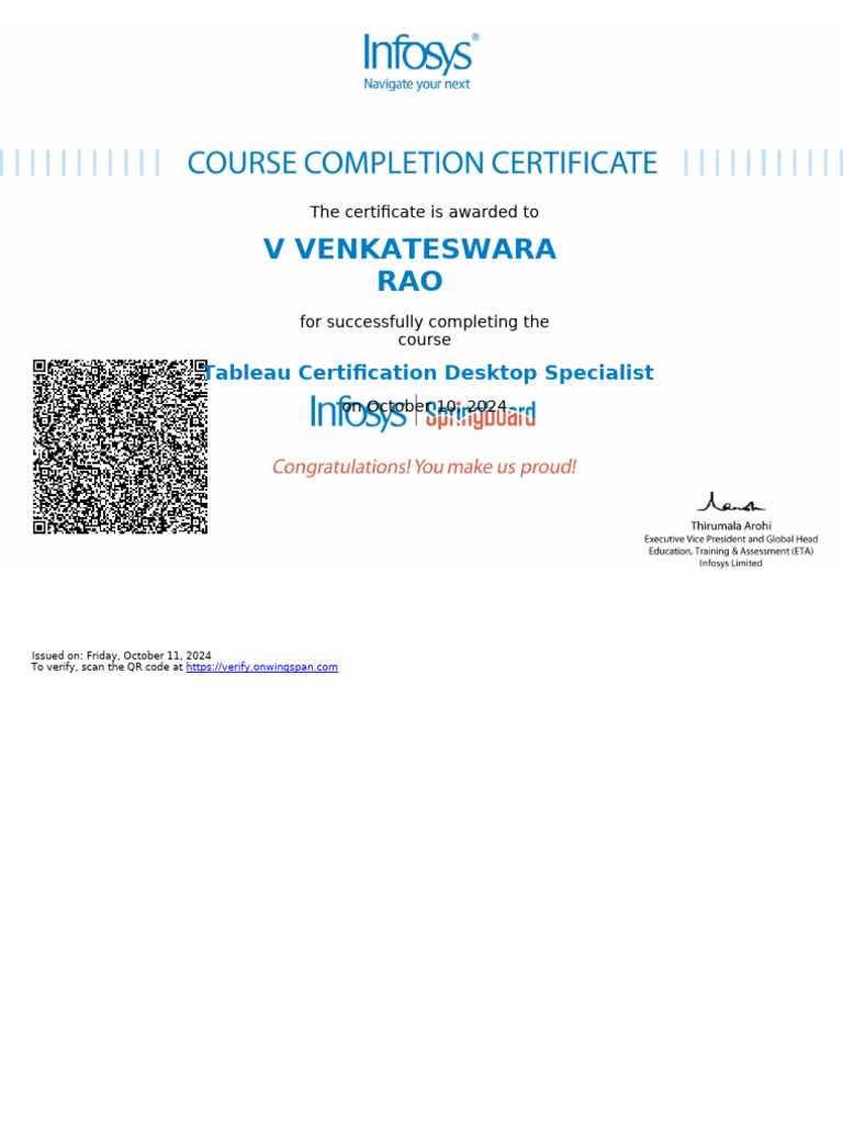 Tableau Cource Certificate Desktop Specialist Word (2) | PDF