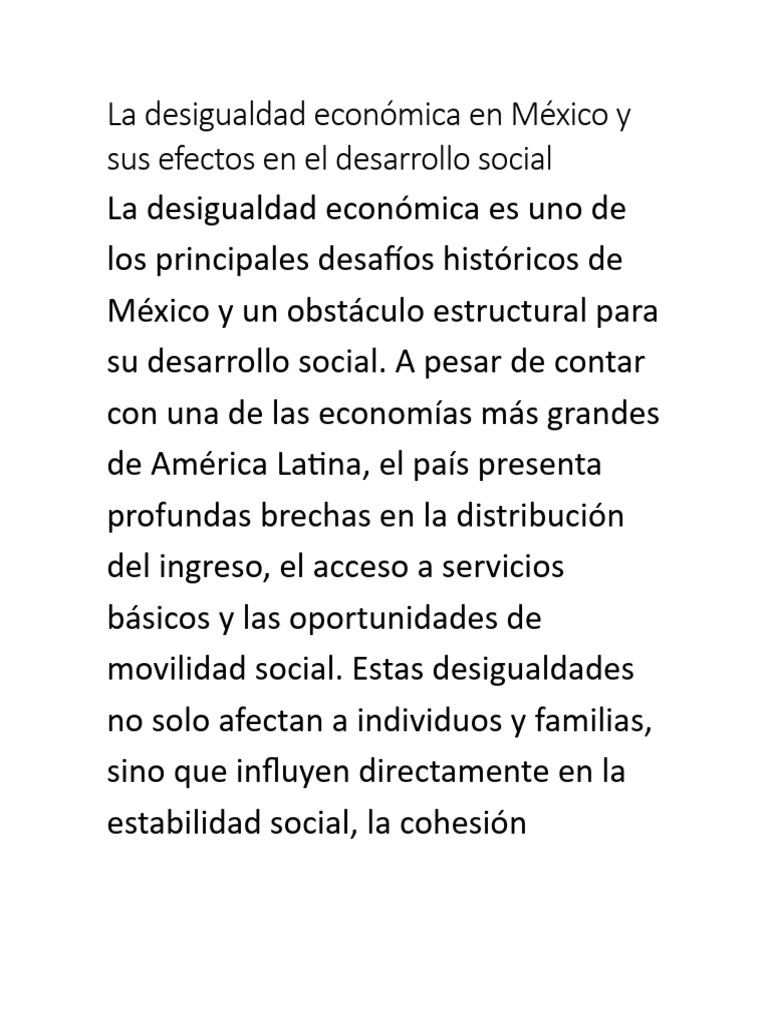La Desigualdad Económica en México y Sus Efectos en El Desarrollo ...
