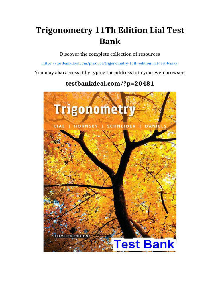 Trigonometry 11th Edition Lial Test Bank full digital chapters | PDF ...