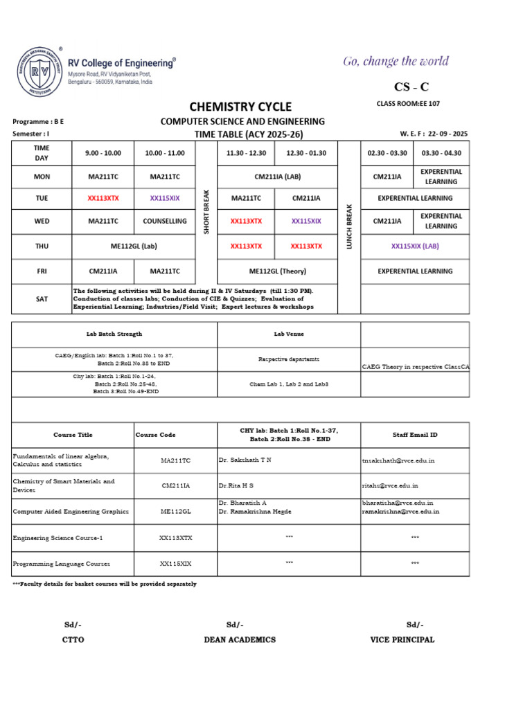 TIME TABLE_CS-C | PDF | Computing | Science