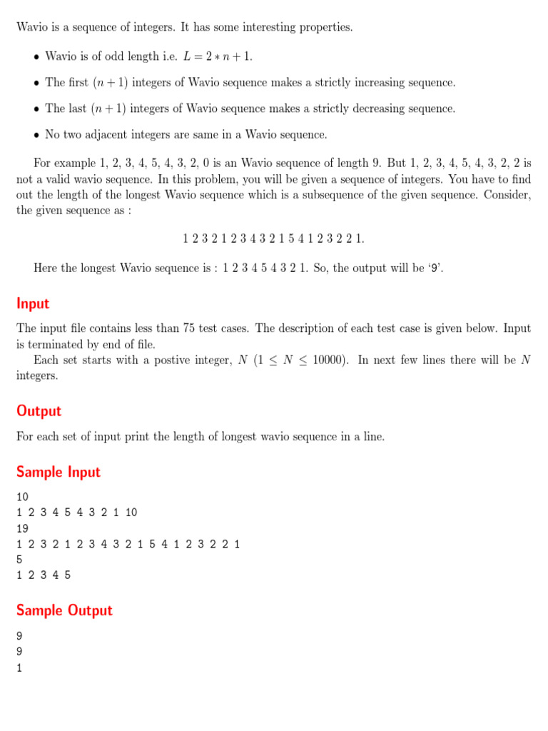 Uva - 10534 | PDF