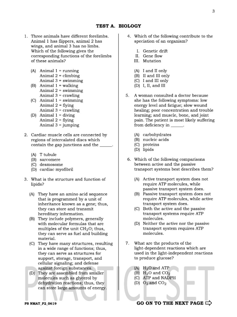 Nmat Cem Practice Set Bio | PDF