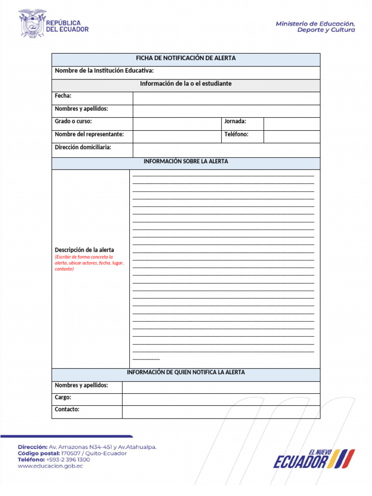 Ficha de Alerta | PDF