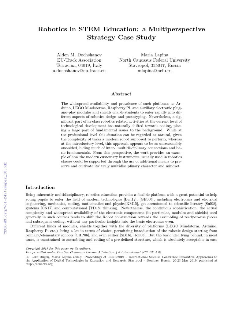 Robotics in STEM Education A Multiperspe | PDF | Constructivism ...