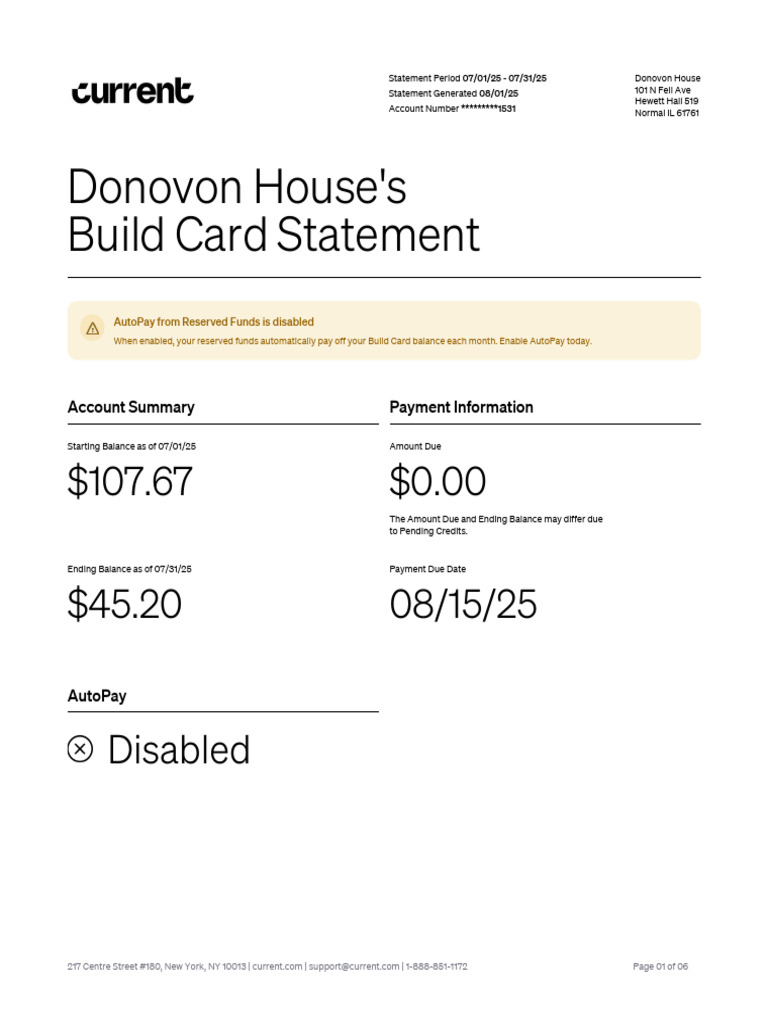 Build Card Statement July 2025 | PDF | Credit Card | Payments