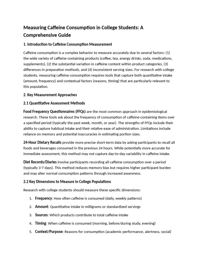 Measuring Caffeine Consumption in College Students | PDF | Caffeine ...