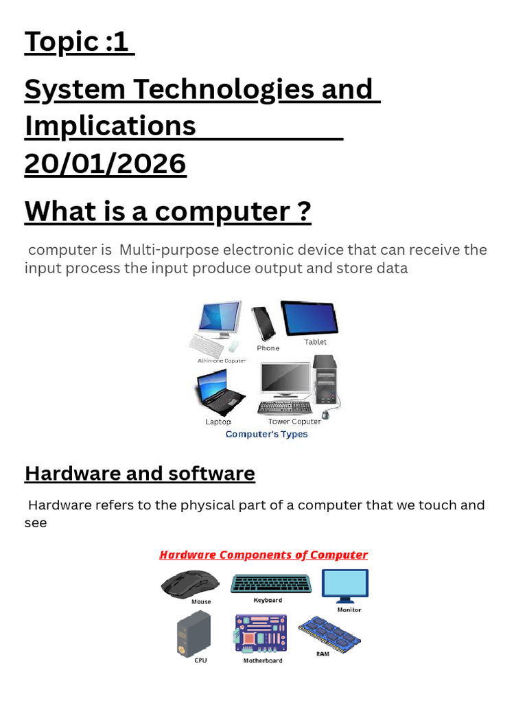 Grade 10 Term1 Notes | PDF | Printer (Computing) | Byte