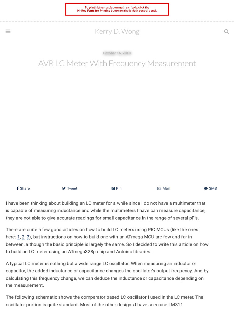 AVR LC Meter With Frequency Measurement - Kerry D. Wong | PDF ...