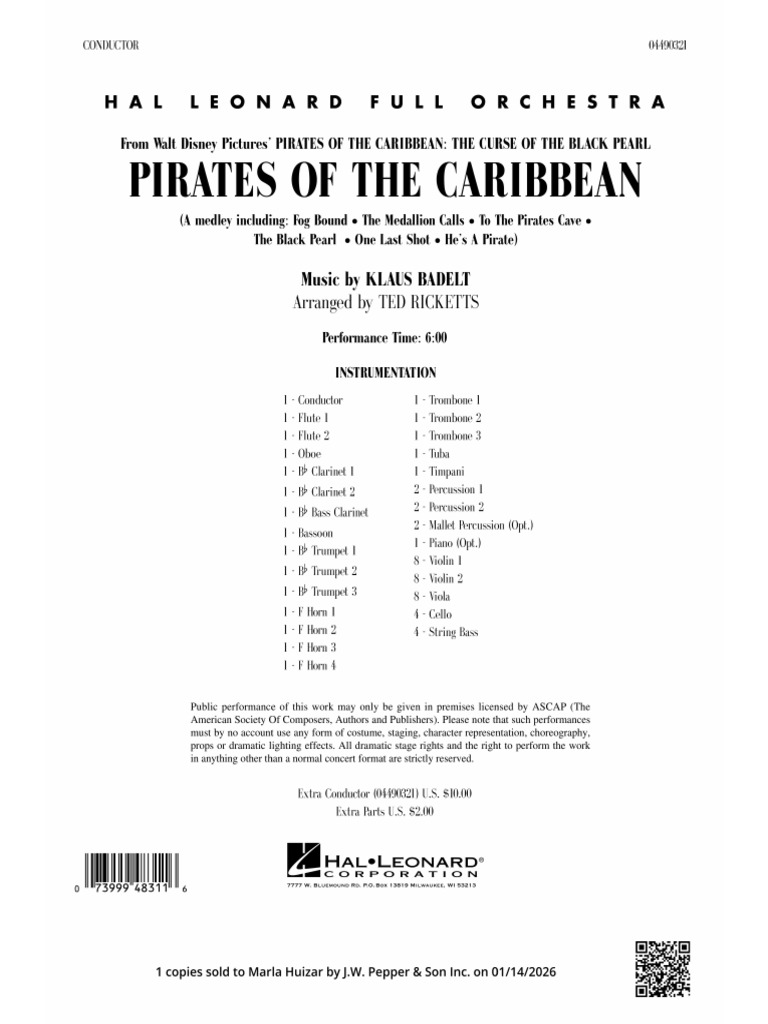 Pirates of The Caribbean EPRINT-Full Score | PDF