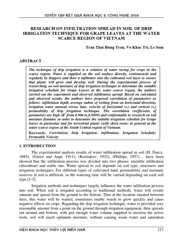 Research On Infiltration Spread in Soil of Drip Irrigation Technique ...