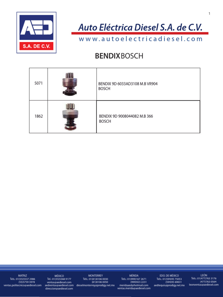 Bendix (Auto Electrica Diesel) | PDF