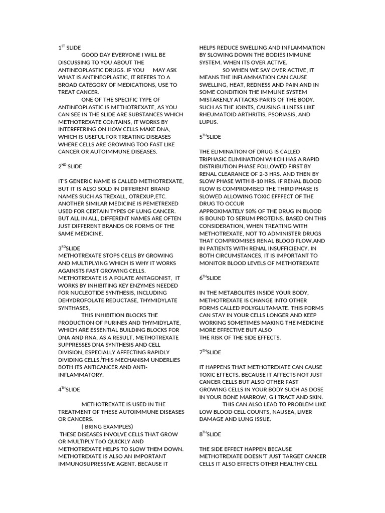 ANTINEOPLASTIC REPORT SCRIpt 2 | PDF | Chemotherapy | Medical Specialties