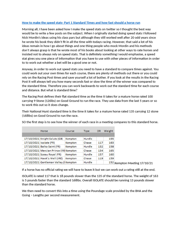 How To Make The Speed Stats | PDF