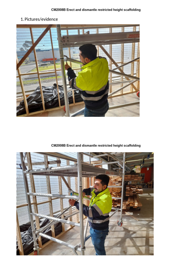 Practical Assessment =SWMS CM2008B Erect and Dismantle Restricted ...