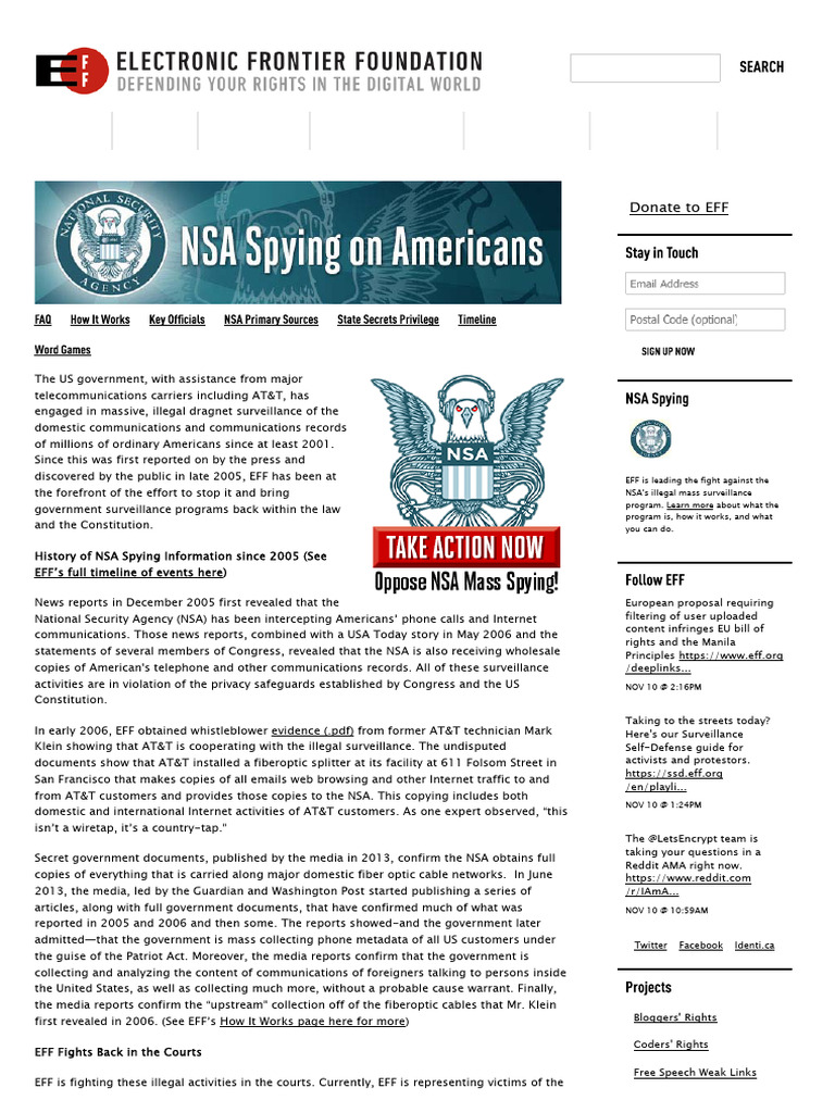 NSA Spying - Electronic Frontier Foundation | PDF | National Security ...