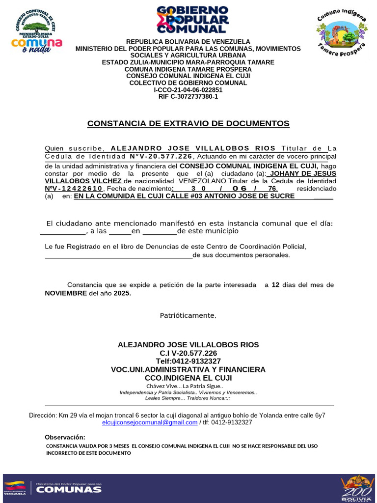 Constancia Extravio de Documento | PDF | Gobierno