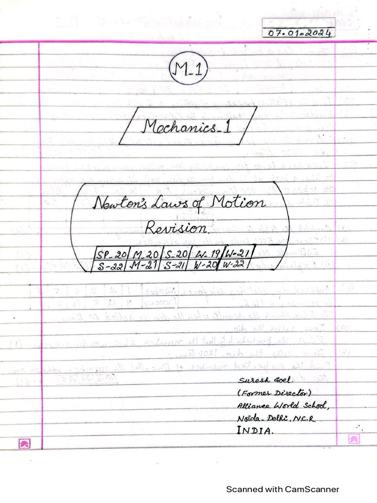 m1 Newtons Laws of Motion Revision | PDF