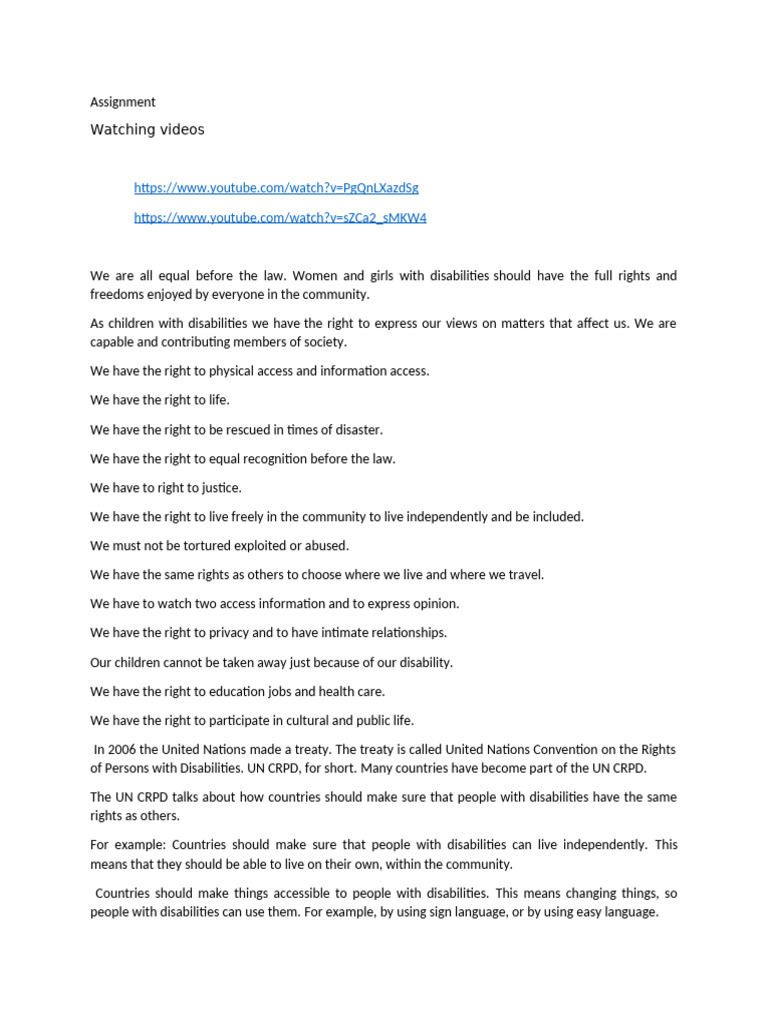Assignment Persons With Disabilities | PDF | Disability | Justice