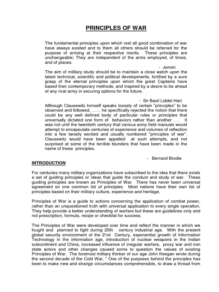 Principles of War | PDF | Military | Weapons Of Mass Destruction